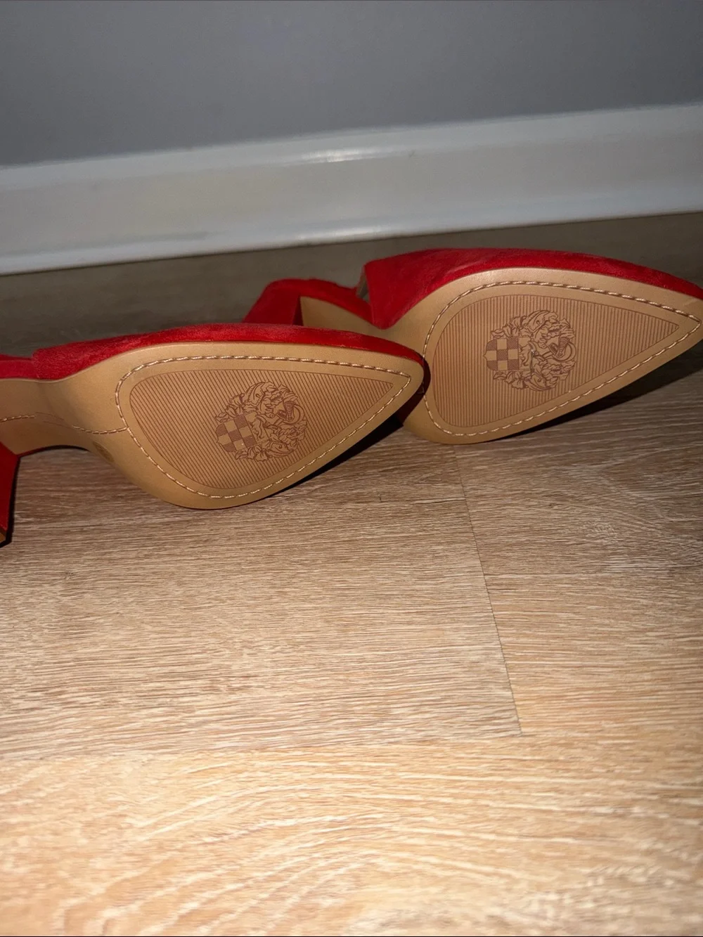 Vince Camuto Bright Red Suede Pointed Slingback Heels